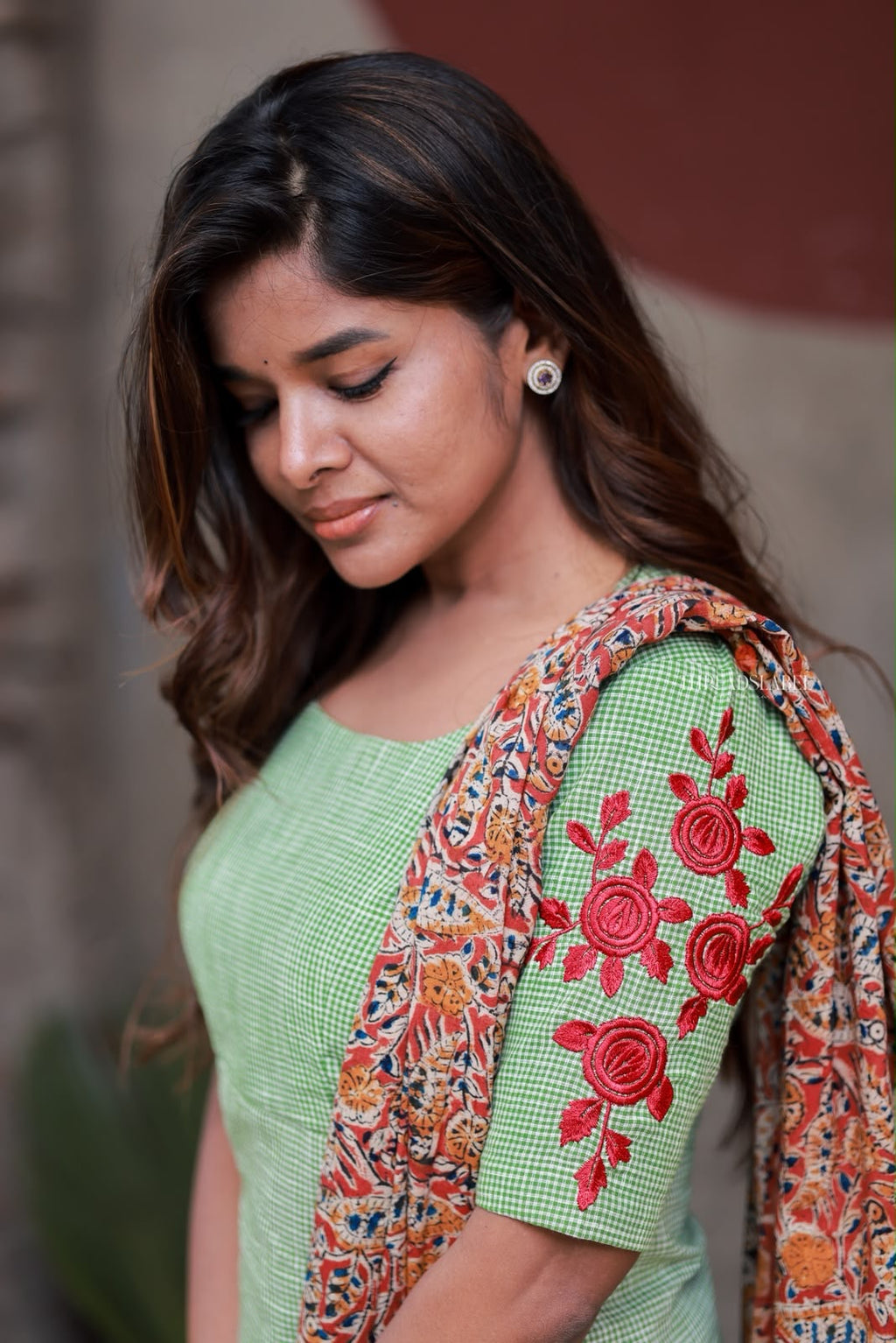 Green cotton 3 piece salwar set
