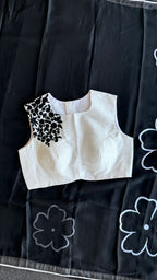 White silk shoulder hand embroidery blouse (only blouse)
