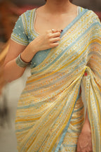 Dusty blue heavy hand work blouse (only blouse)