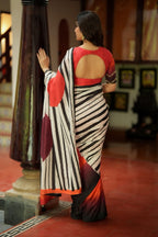 Black & white stripped kossa designer saree
