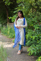 White cotton embroidery kurti