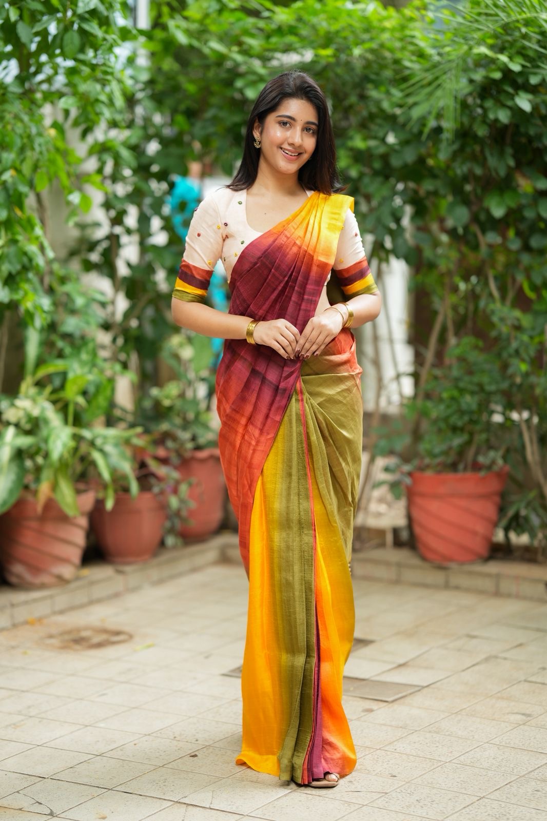 Multi pure tussar silk saree