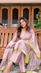 Pink tissue embroidery salwar