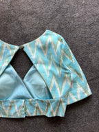 Blue ikkat printed cotton blouse