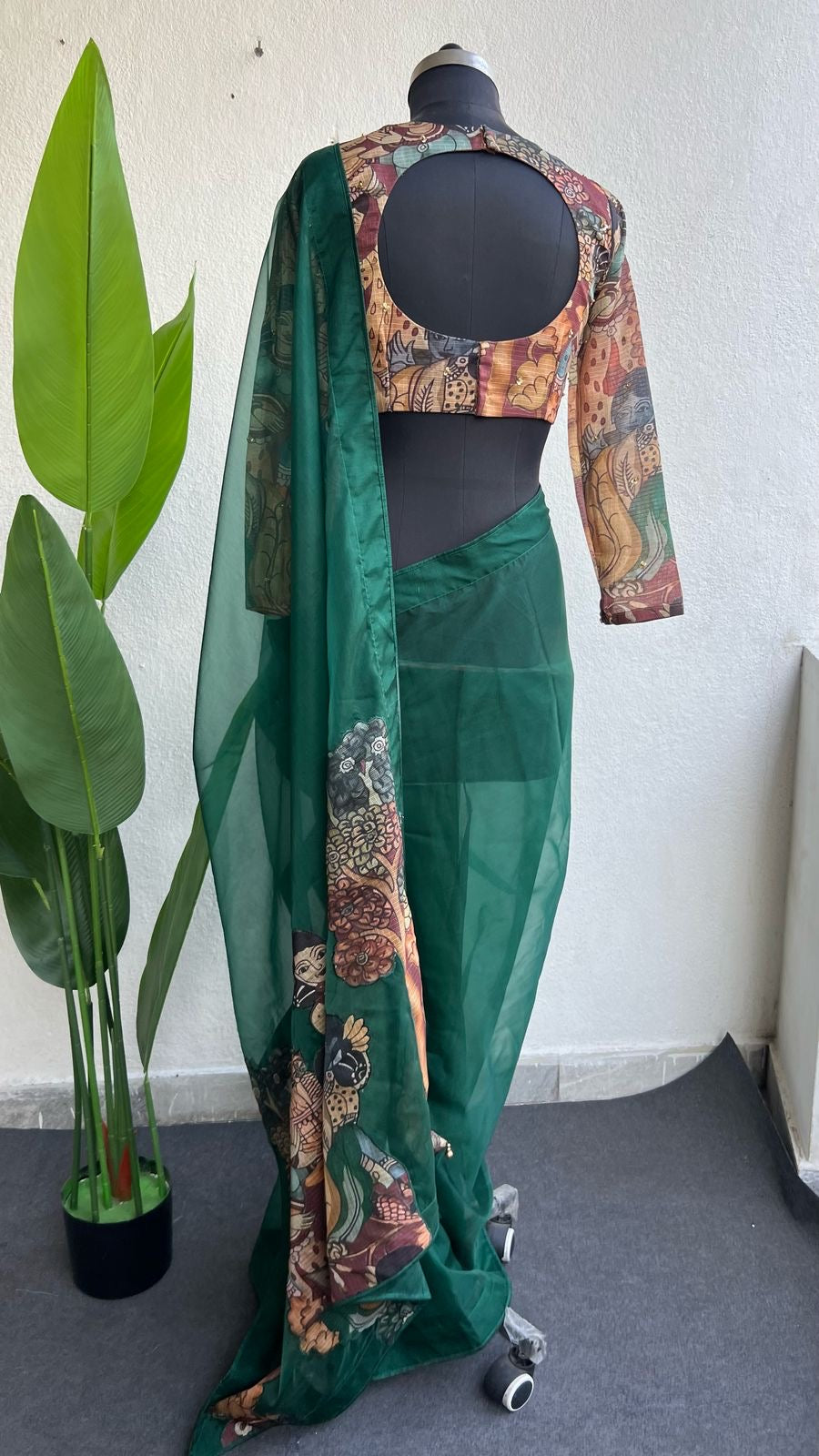 Brown kota kalamkari hand work blouse