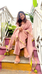 Pink tissue embroidery salwar