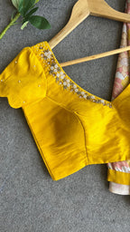 Yellow silk pearl hand worked blouse (only blouse)