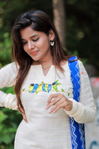 White cotton embroidery kurti