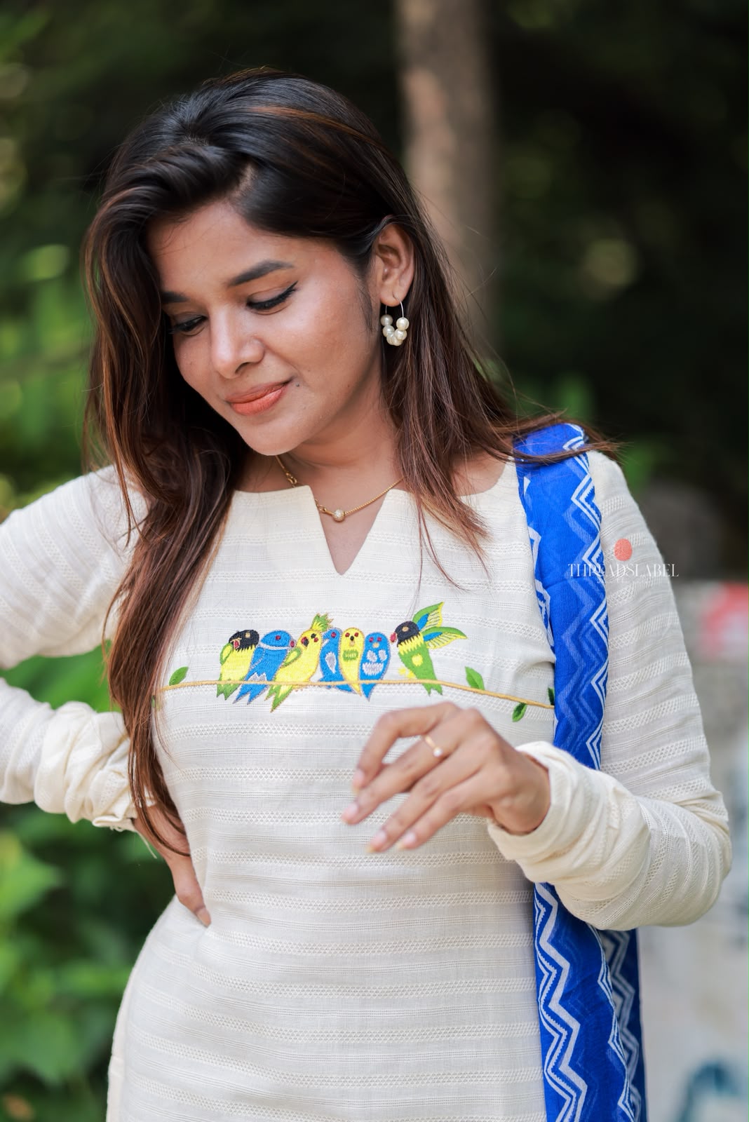 White cotton embroidery kurti