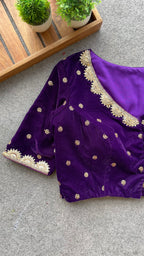 Purple velvet handwork blouse