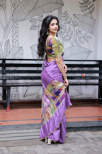 Purple Marble Saree with Handwork Blouse