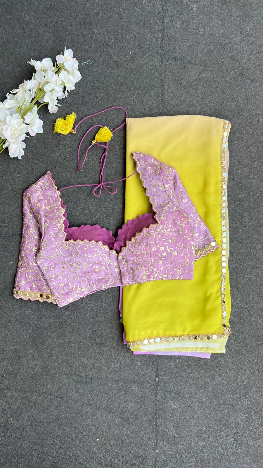 Purple Lavender embroidery handwork blouse