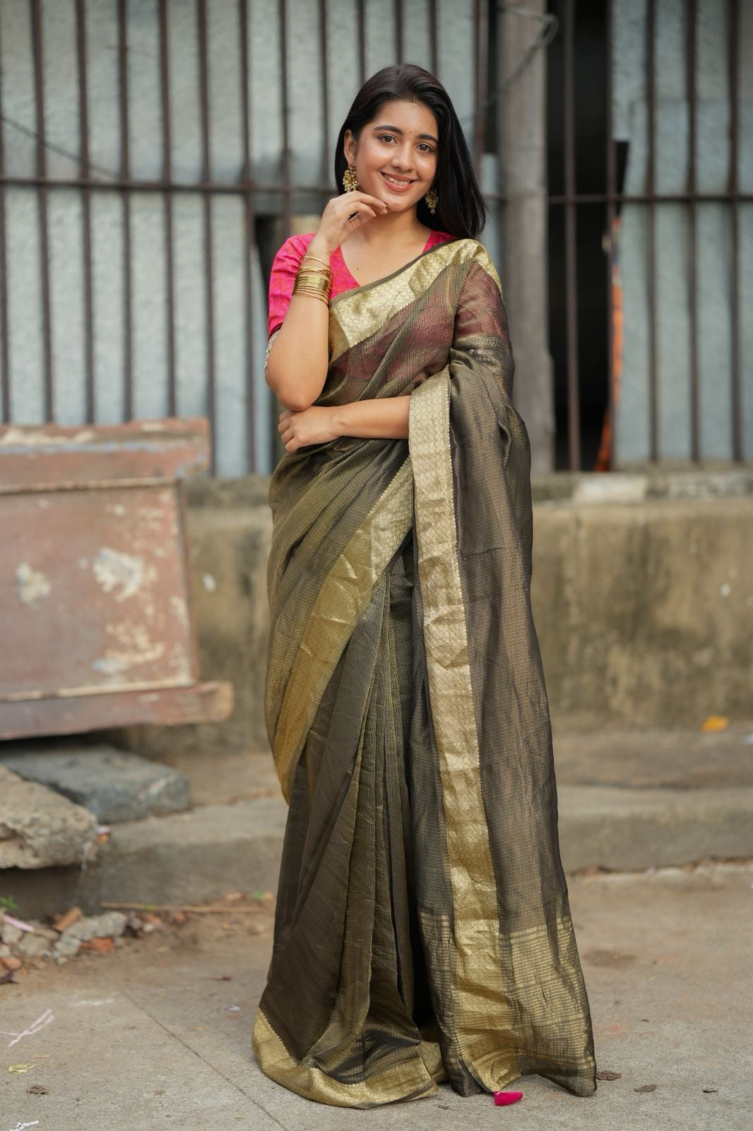 Pink ikkat hand work blouse (only blouse)