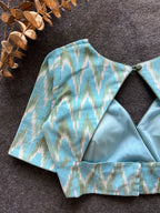 Blue ikkat printed cotton blouse