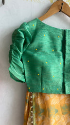 Green tissue floral hand work blouse (only blouse)