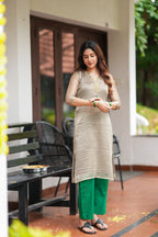 Silver tissue JEWEL NECK kurti