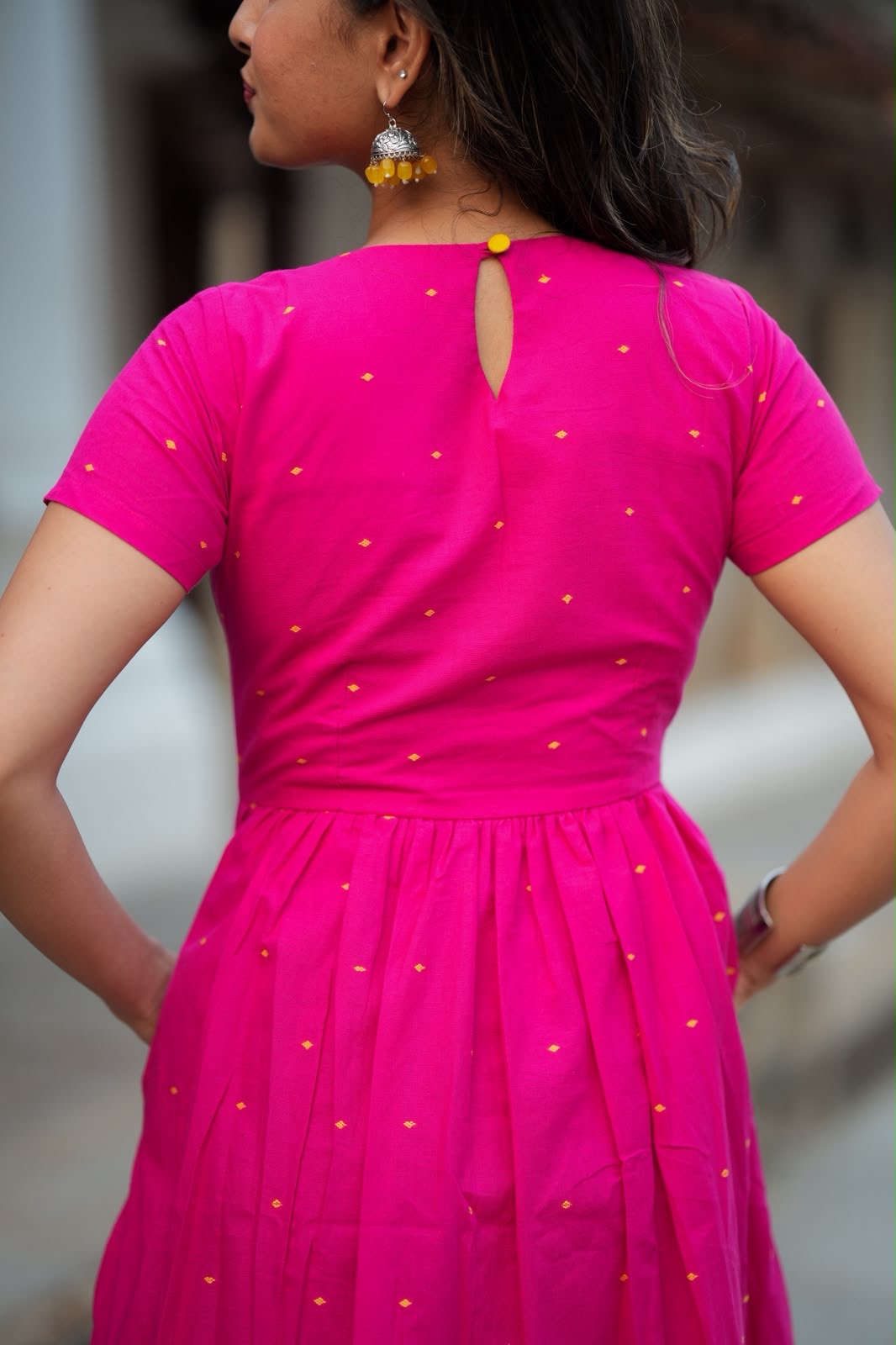 Pink cotton double layered maxi top