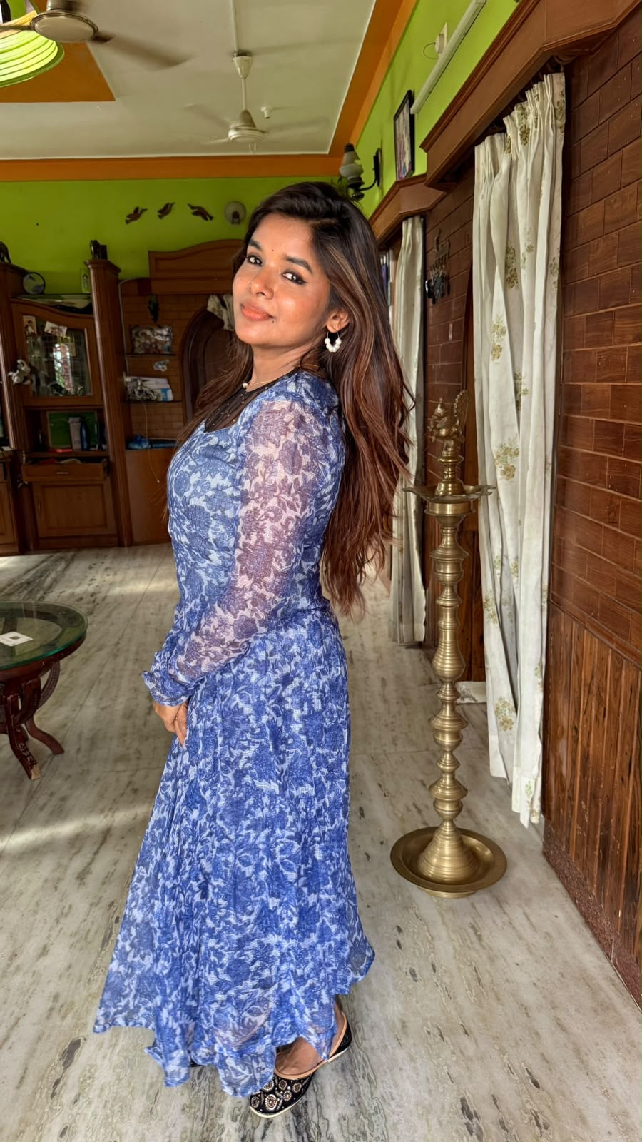 Blue handblock print kurtis