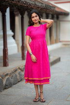 Pink cotton double layered maxi top