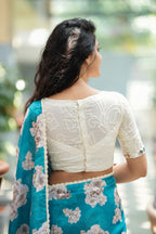 White cotton embroidery mirror work blouse (only blouse )