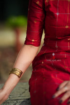 Red checked zari woven kurti