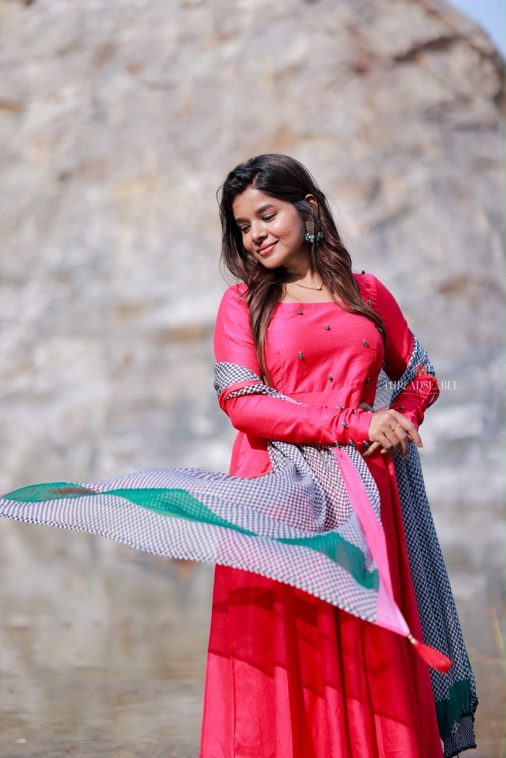 Pink silk embroidery salwar set