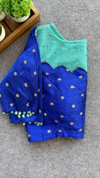 Blue silk netted & handwork blouse