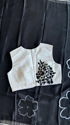 White silk shoulder hand embroidery blouse (only blouse)