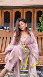 Pink tissue embroidery salwar