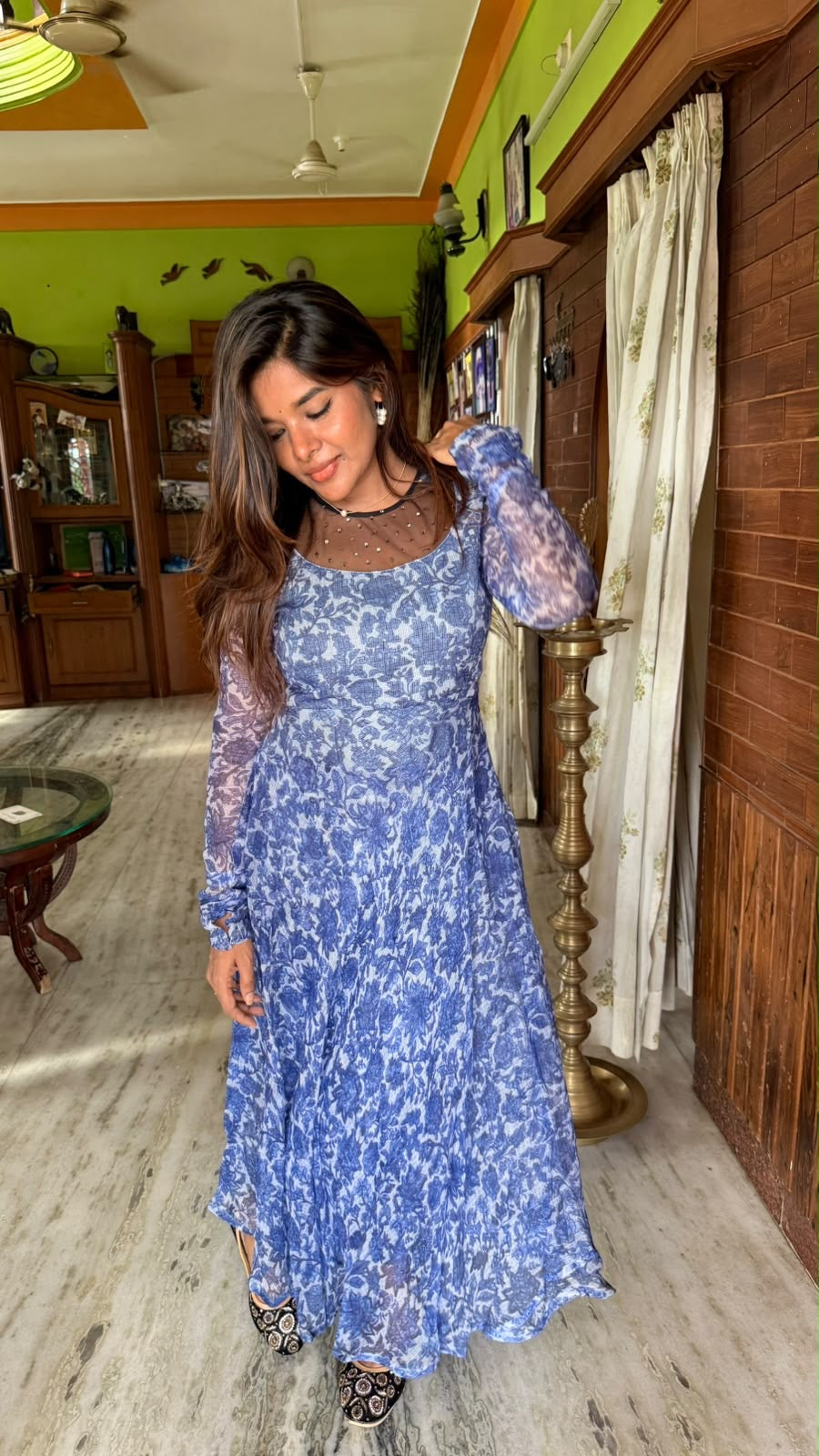 Blue handblock print kurtis