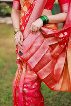 Multi banarasi georgette saree with hand work blouse
