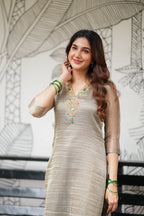 Silver tissue JEWEL NECK kurti