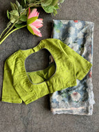Green soft jute embroidered blouse (only blouse