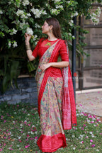 Fenu red kalamkari silk saree (only saree)