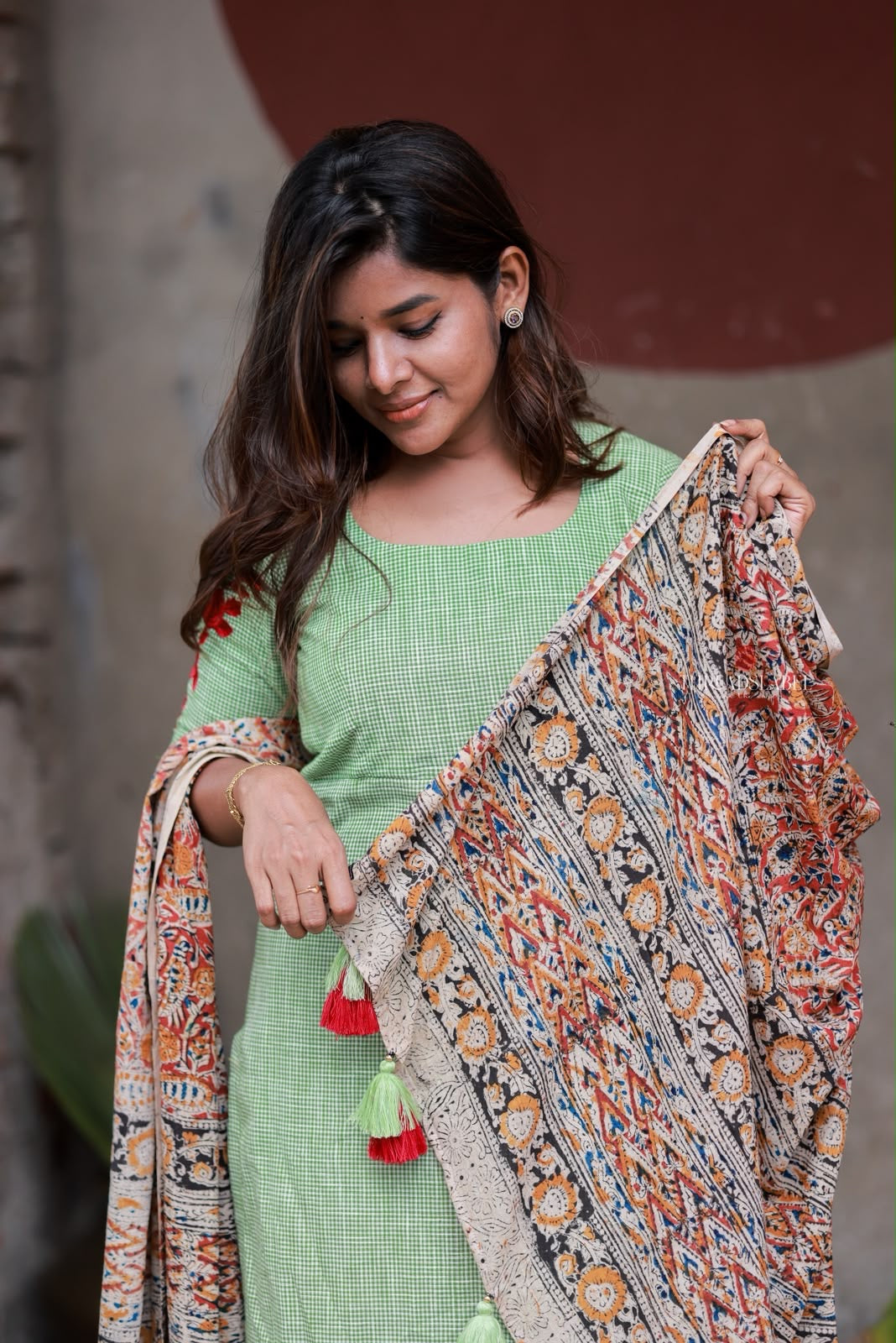 Green cotton 3 piece salwar set