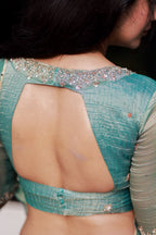 Sea blue tissue hand made saree & blouse