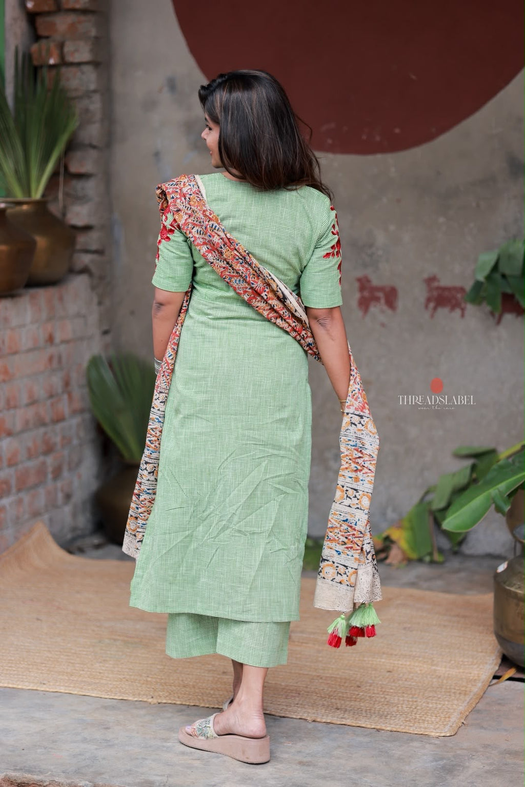 Green cotton 3 piece salwar set