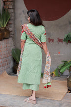 Green cotton 3 piece salwar set