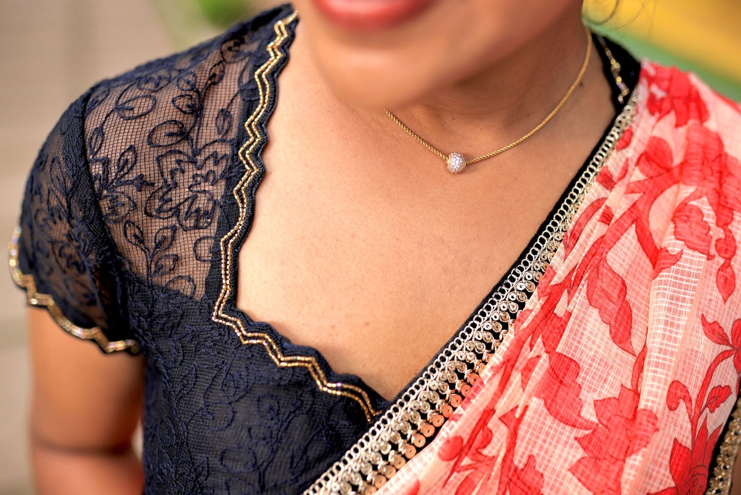 Cream red kota doria designer saree