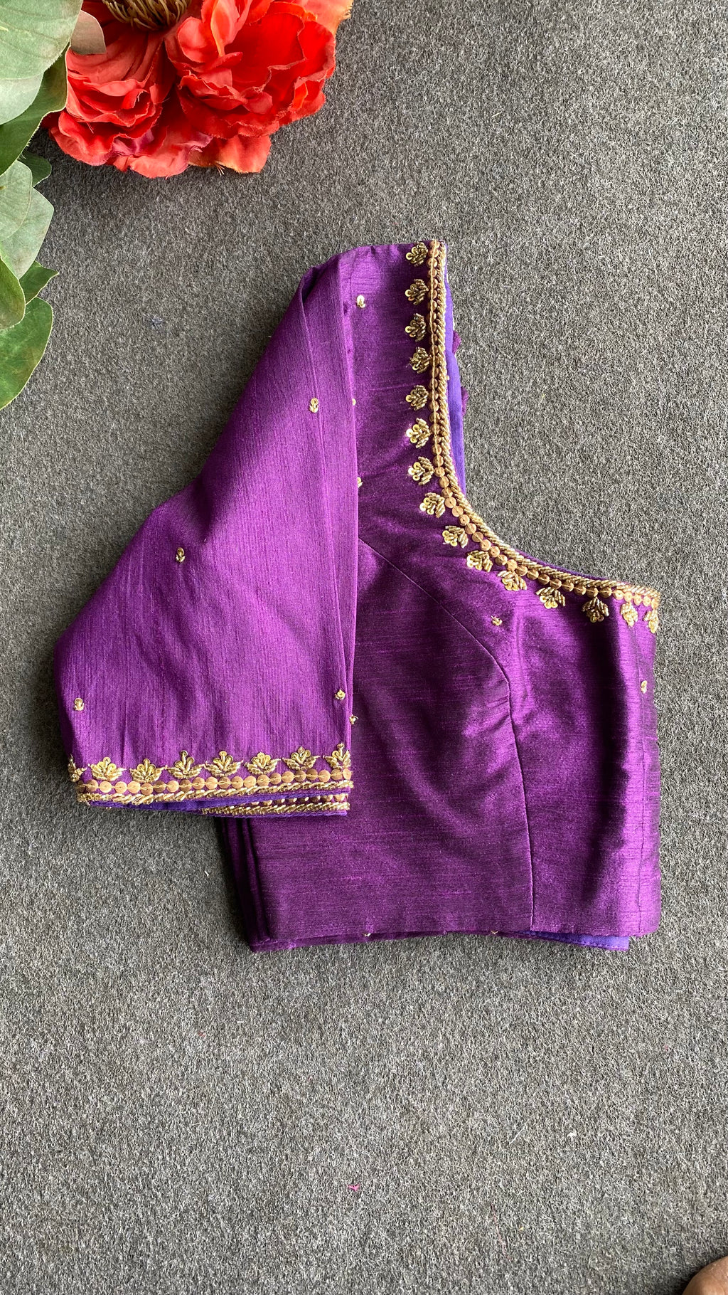 Purple silk heavy hand worked blouse