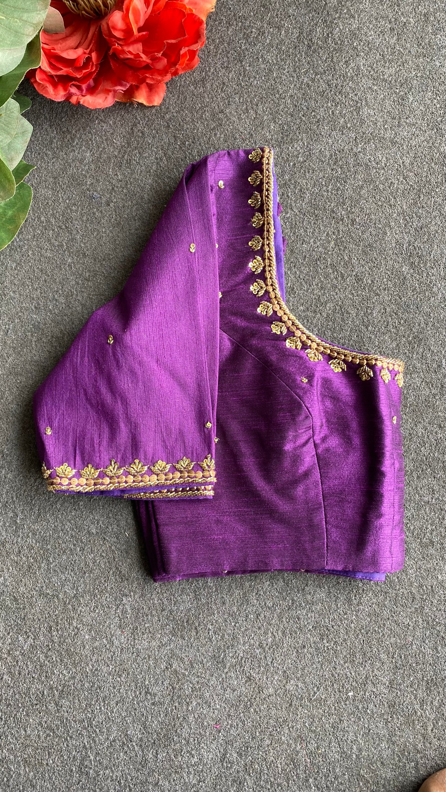 Purple Masilk heavy hand worked blouse