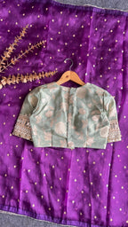 Pista green tissue banarasi mirror blouse (only blouse)