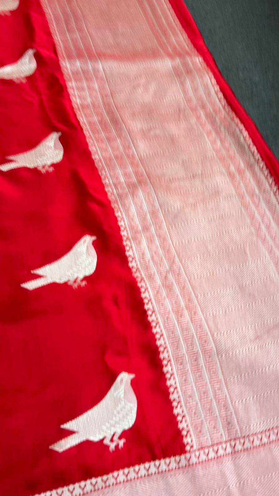 Red malai silk saree with zari work blouse