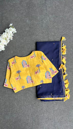 Yellow printed cotton blouse ( only blouse )