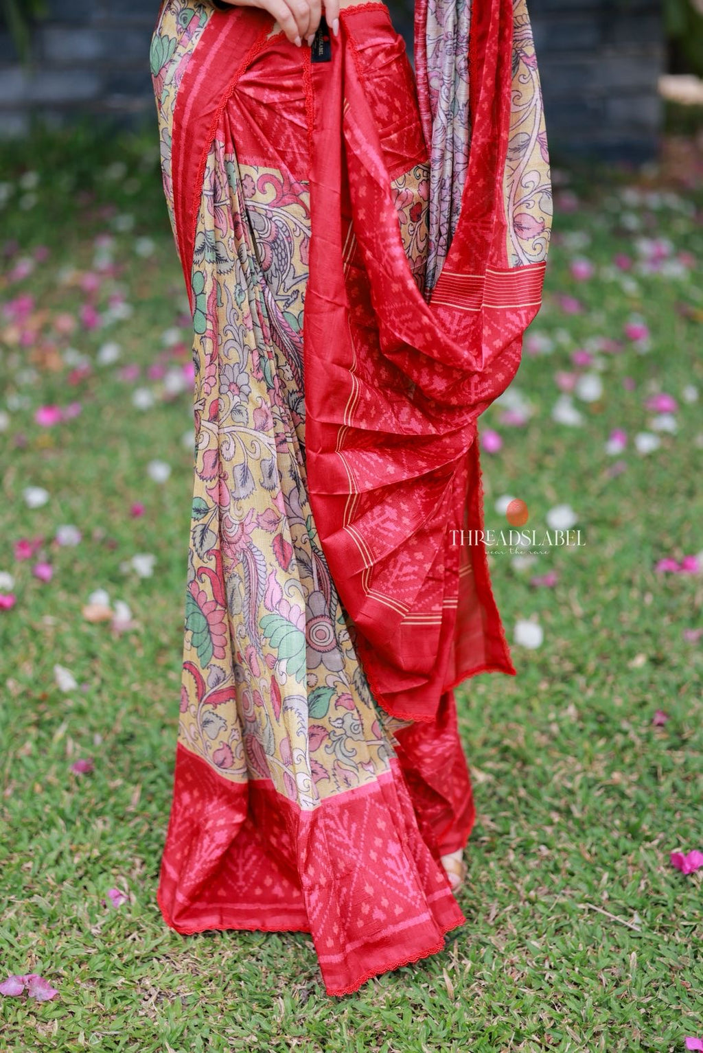 Fenu red kalamkari silk saree (only saree)