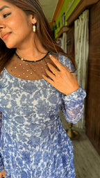 Blue handblock print kurtis