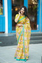 Fenugreek floral organza designer saree