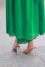Grey green anarkali kurti set