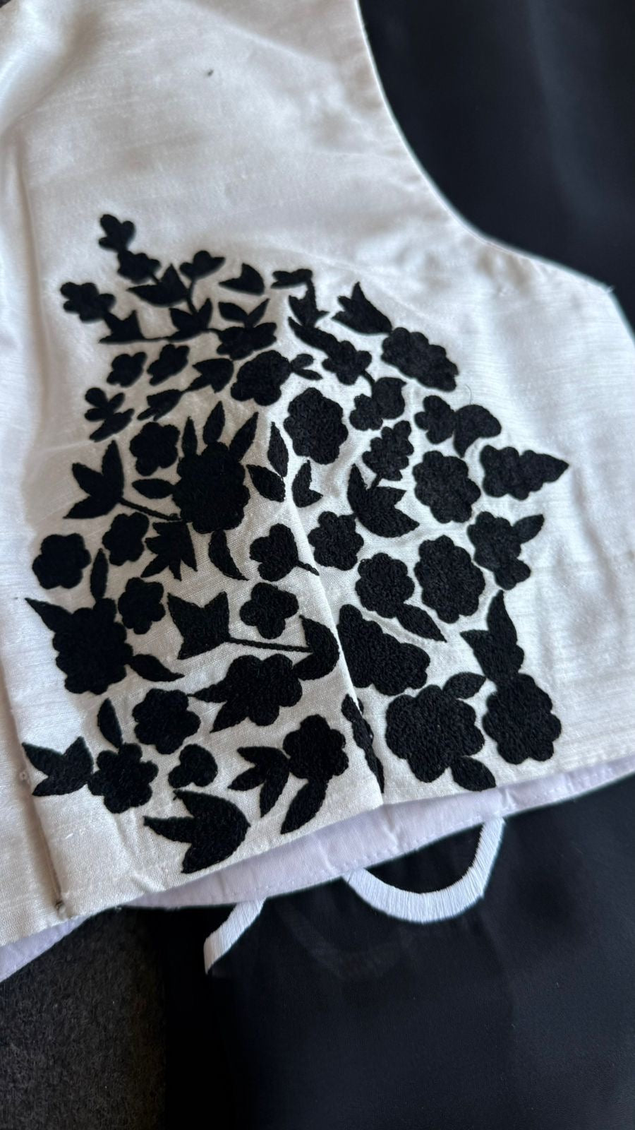 White silk shoulder hand embroidery blouse (only blouse)