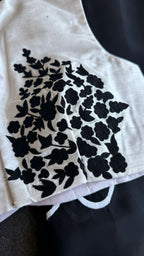White silk shoulder hand embroidery blouse (only blouse)